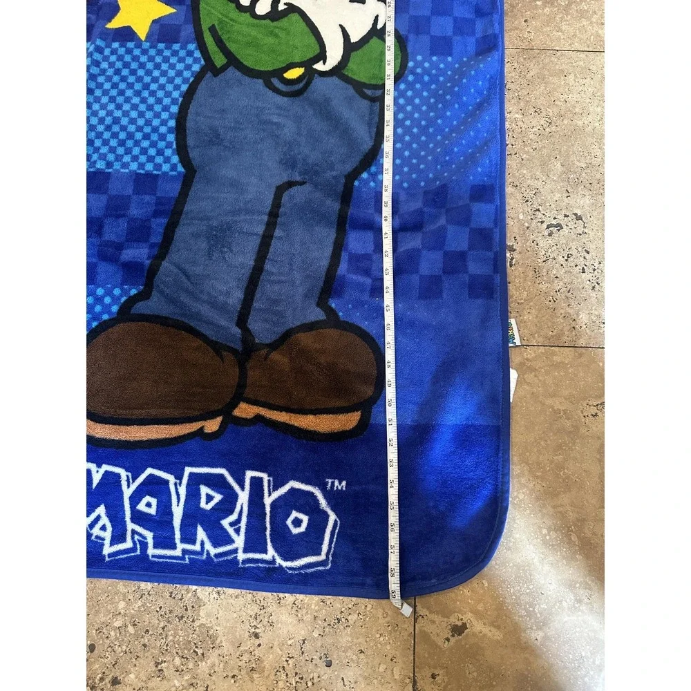 Nintendo Super Mario Bros Blanket Throw Blue Mario Luigi Stars‎ Plush Fleece